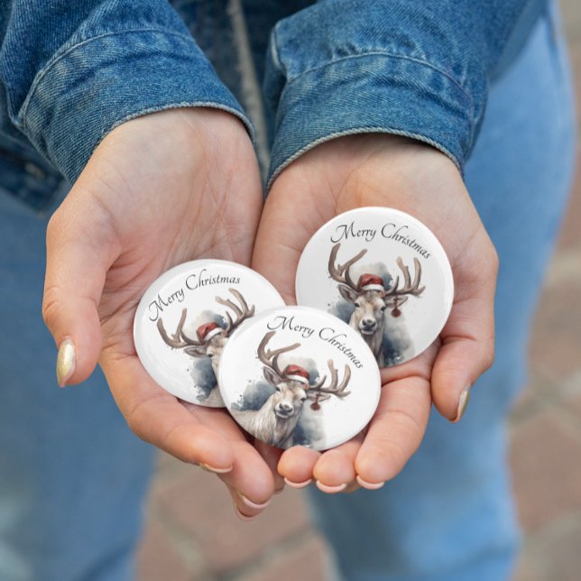 Bóton Redondo 2.54cm Reindeer de Natal, personalizável (Criador carregado)