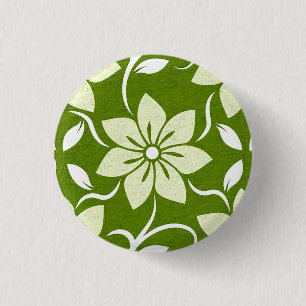 Bóton Redondo 2.54cm Repetição de Flor de Oliveira