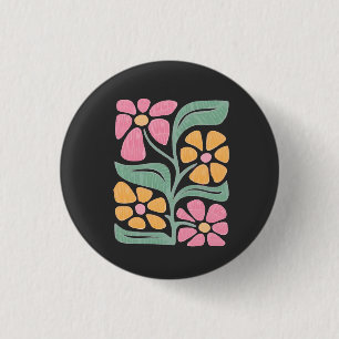 Bóton Redondo 2.54cm RESIST: Protesto Político Anti-Trump Floral
