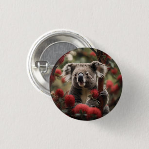 Bóton Redondo 2.54cm "Retirada de Koala: aprisionada em uma árvore verm