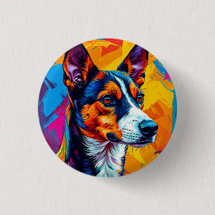 Bóton Redondo 2.54cm Retrato Abstrato do Cão Basenji