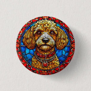 Bóton Redondo 2.54cm Retrato de Cachorro em Vidro Colorido
