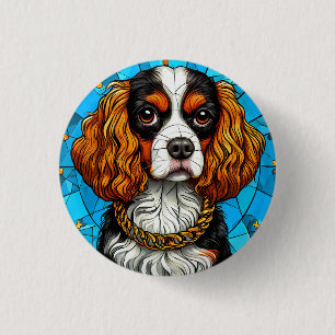 Bóton Redondo 2.54cm Retrato de Cachorro em Vidro Pintado