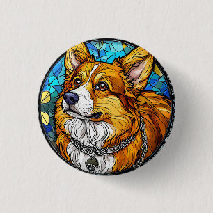Bóton Redondo 2.54cm Retrato de Cão Corgi