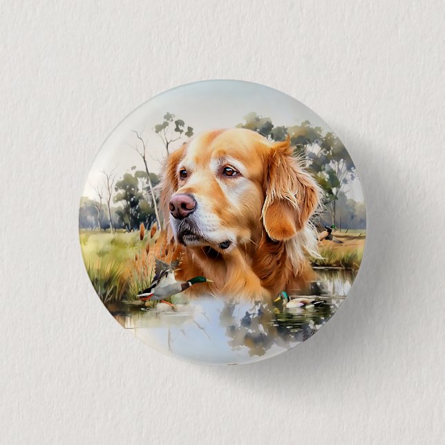 Bóton Redondo 2.54cm Retriever de ouro (Frente)