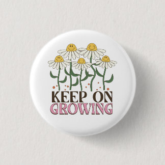 Bóton Redondo 2.54cm Retro 70s Smiley Face Daisy Keep On Growing