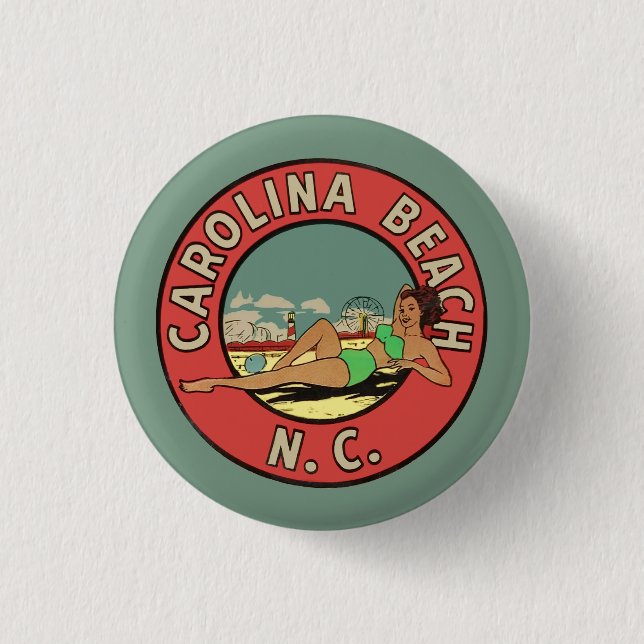 Bóton Redondo 2.54cm Retro Carolina Beach Roundel (Frente)