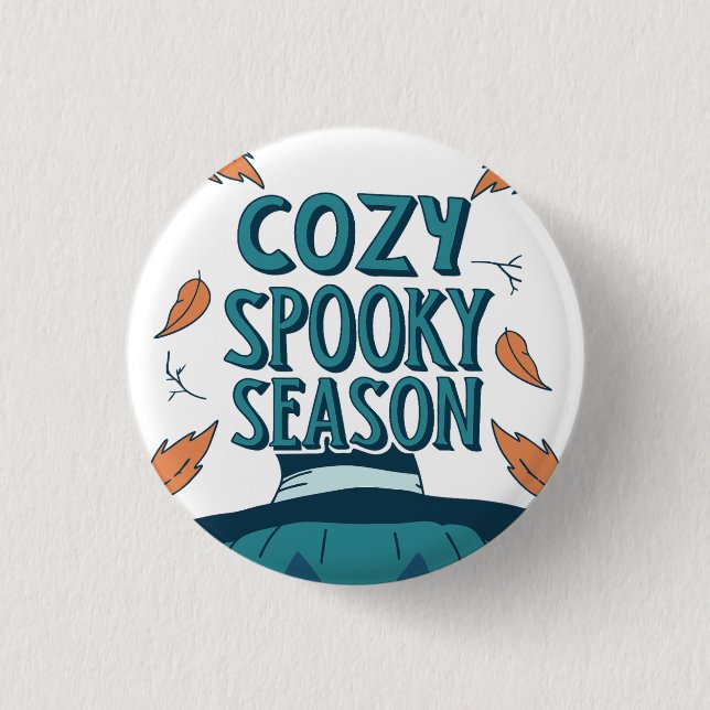 Bóton Redondo 2.54cm Retro Spooky Pumpkin Halloween Cozy Spooky Season (Frente)