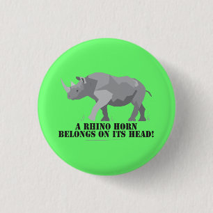 Bóton Redondo 2.54cm Rhino Poaching Conservation Message