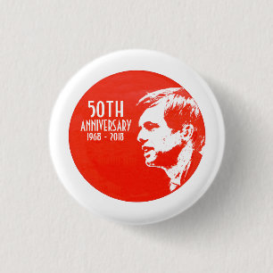 Bóton Redondo 2.54cm Robert F. Kennedy: 50th Aniversário