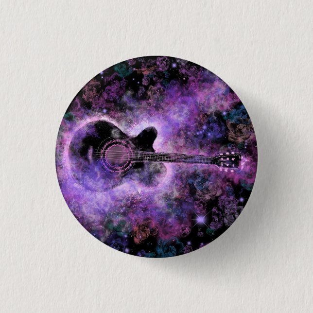 Bóton Redondo 2.54cm Rock N Roll Guitar Button Rock (Frente)