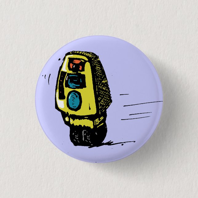 Bóton Redondo 2.54cm Rollerbot amarelo (Frente)