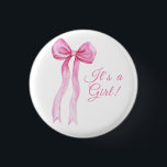 Bóton Redondo 2.54cm Rosa, Arco, é Chá de fraldas<br><div class="desc">Chá de fraldas de Arco de Aquarela rosa. Chá de fraldas simples e elegante do tema do arco.</div>