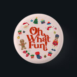 Bóton Redondo 2.54cm Rosa Que Belo Aniversário De Natal Favorece<br><div class="desc">Que Divertido! Esta coleção de Natal cor-de-rosa é a forma perfeita de celebrar o seu aniversário em estilo durante a época mágica de férias! Este pacote de modelo imprimível foi concebido para tornar inesquecível a festa de aniversário de inverno do seu filho.</div>