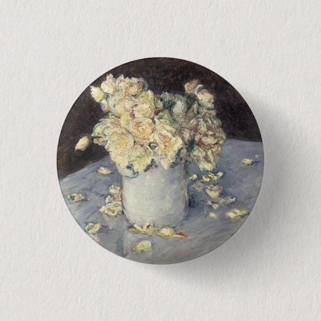 Bóton Redondo 2.54cm Rosas Amarelas em um Vaso por Impressionista de Ca (Frente)