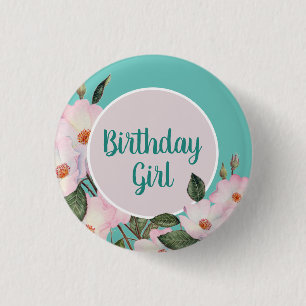 Bóton Redondo 2.54cm Rosas Rosa-Vidro Ballerina Pintura Botânica