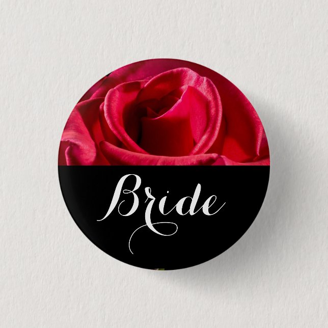 Bóton Redondo 2.54cm Rosas vermelhas Noivas de Casamento (Frente)