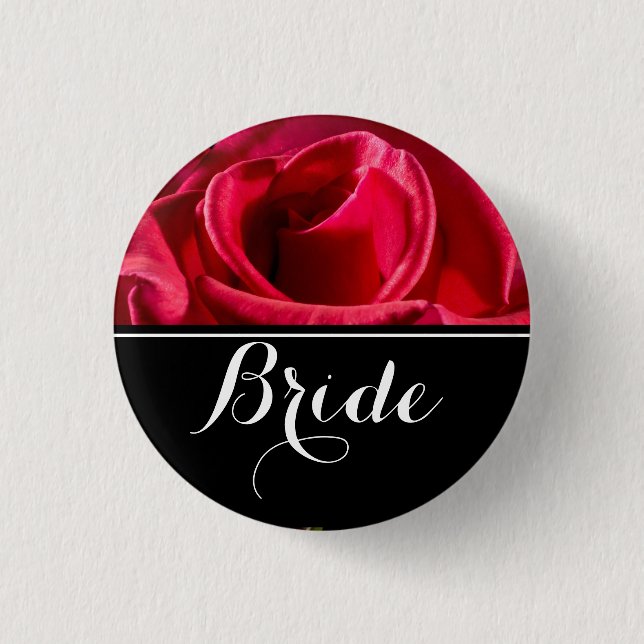 Bóton Redondo 2.54cm Rosas vermelhas Noivas de Casamento (Frente)