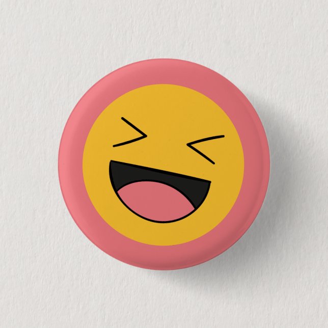 Bóton Redondo 2.54cm Rosto de Emoji Rindo Engraçado (Frente)