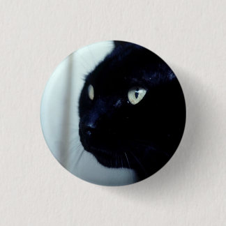 Bóton Redondo 2.54cm Rosto de Gato Negro