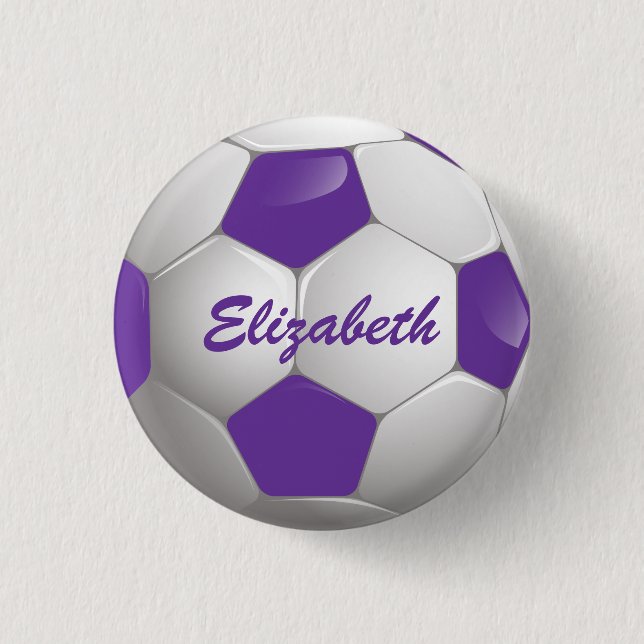 Bóton Redondo 2.54cm Roxo customizável e branco da bola de futebol do (Frente)