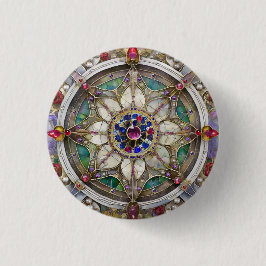 Bóton Redondo 2.54cm Ruby, Ametist, Sapphire e Pearl Mandala