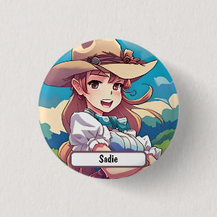 Bóton Redondo 2.54cm Sadie A Cowgirl, Com O Nome Personalizado!