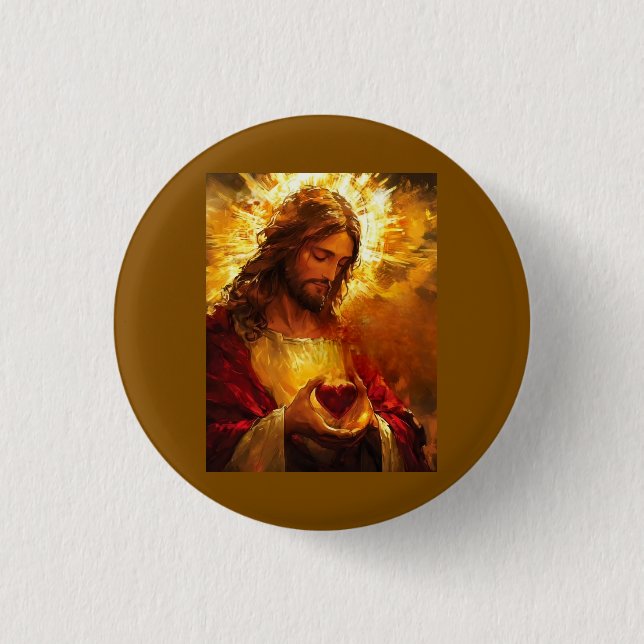 Bóton Redondo 2.54cm Sagrado Coração de Jesus (Frente)