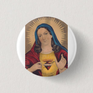 Bóton Redondo 2.54cm Sagrado Coração de Maria
