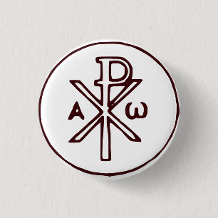 Bóton Redondo 2.54cm Sagrado Cristograma Chi-Rho Arte Refinado