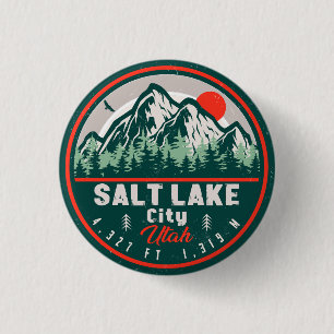 Bóton Redondo 2.54cm Salt Lake City Utah Retro Sunset Souvenirs 60s