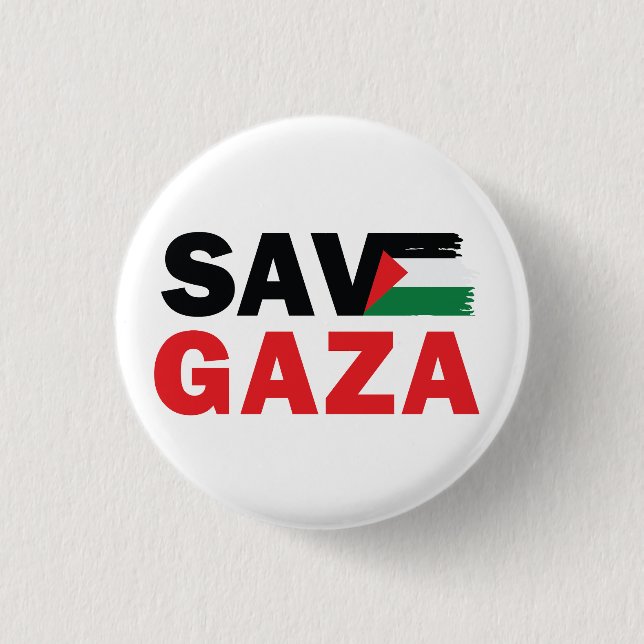 Bóton Redondo 2.54cm Salvar GAZA com o botão personalizado de bandeira  (Frente)