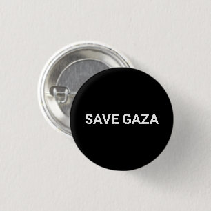Bóton Redondo 2.54cm Salvar Gaza - texto personalizado branco preto - m