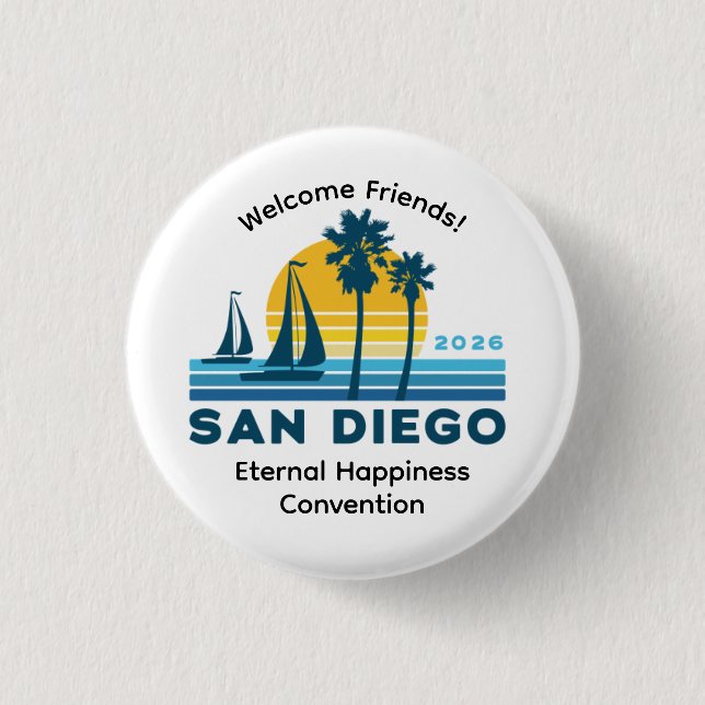 Bóton Redondo 2.54cm San Diego 2026 International Convention Pin (Frente)