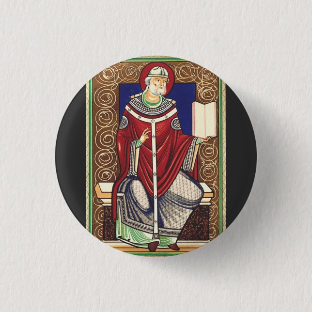 Bóton Redondo 2.54cm São Gregório Magno Doutor da Igreja (Frente)