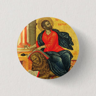 Bóton Redondo 2.54cm São Marcos Evangelista ícone ortodoxo