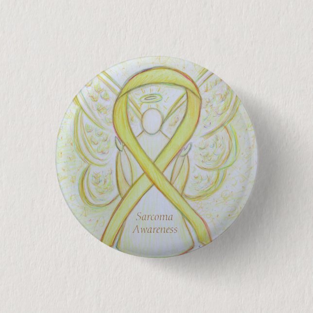 Bóton Redondo 2.54cm Sarcoma Amarelo Friso Anjo (Frente)