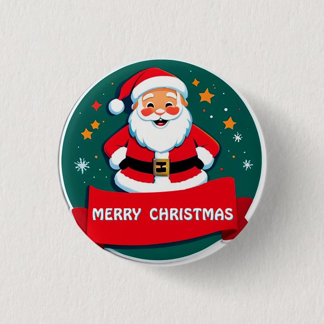 Bóton Redondo 2.54cm Saudação Alegre do Papai Noel (Frente)