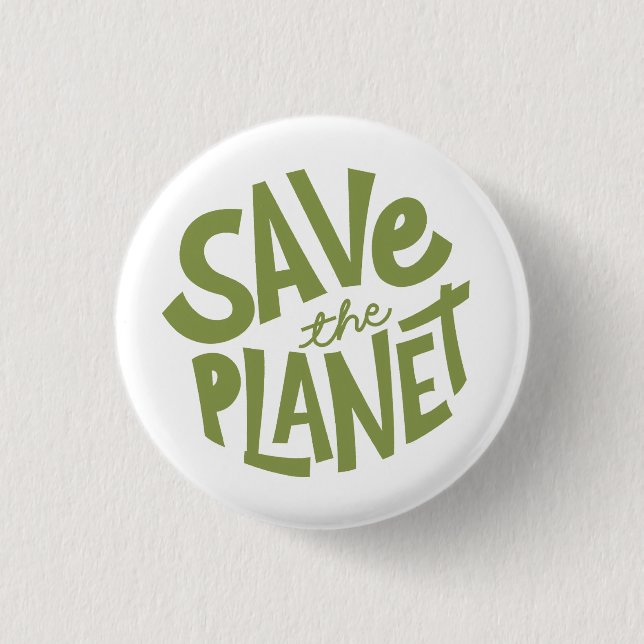 Bóton Redondo 2.54cm Save the Planet Design – Eco Friendly Earth  (Frente)