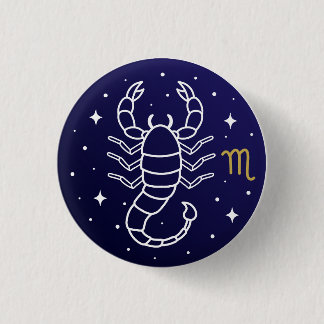 Bóton Redondo 2.54cm Scorpio Zodiac Sign Celestial Constellation