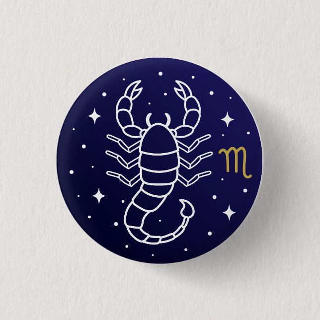 Bóton Redondo 2.54cm Scorpio Zodiac Sign Celestial Constellation (Frente)