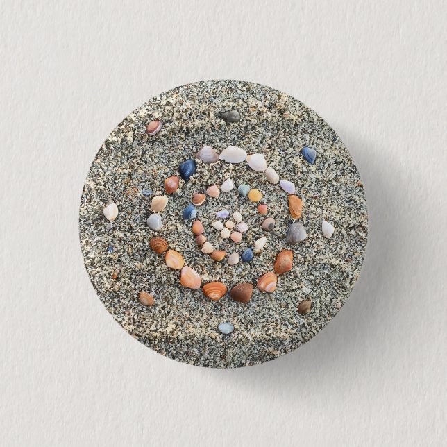 Bóton Redondo 2.54cm Sea Shell Beach Art (Frente)