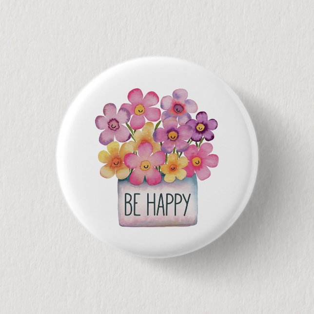 Bóton Redondo 2.54cm Seja feliz (Frente)