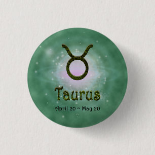 Bóton Redondo 2.54cm Selecionar Cor Taurus Zodiac Sinal Astrológico