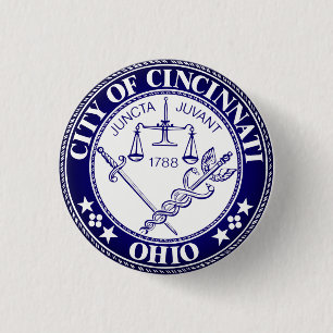 Bóton Redondo 2.54cm Selo da cidade de Cincinnati, Ohio