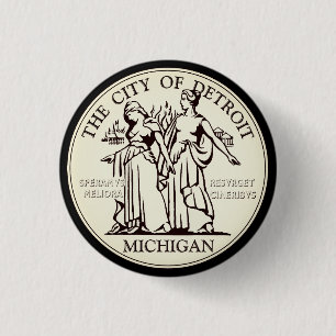 Bóton Redondo 2.54cm Selo da Cidade de Detroit