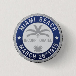 Bóton Redondo 2.54cm Selo de Miami Beach, Flórida