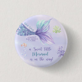 Bóton Redondo 2.54cm Sereia Sob O Chá de fraldas Da Garota Do Mar