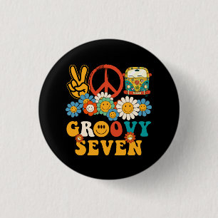 Bóton Redondo 2.54cm Sete Decorações do Groovy Party Hippie Groovy Flow