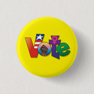 Bóton Redondo 2.54cm "Seu Voto, Sua Voz" - Botão Personalizado, Amarel